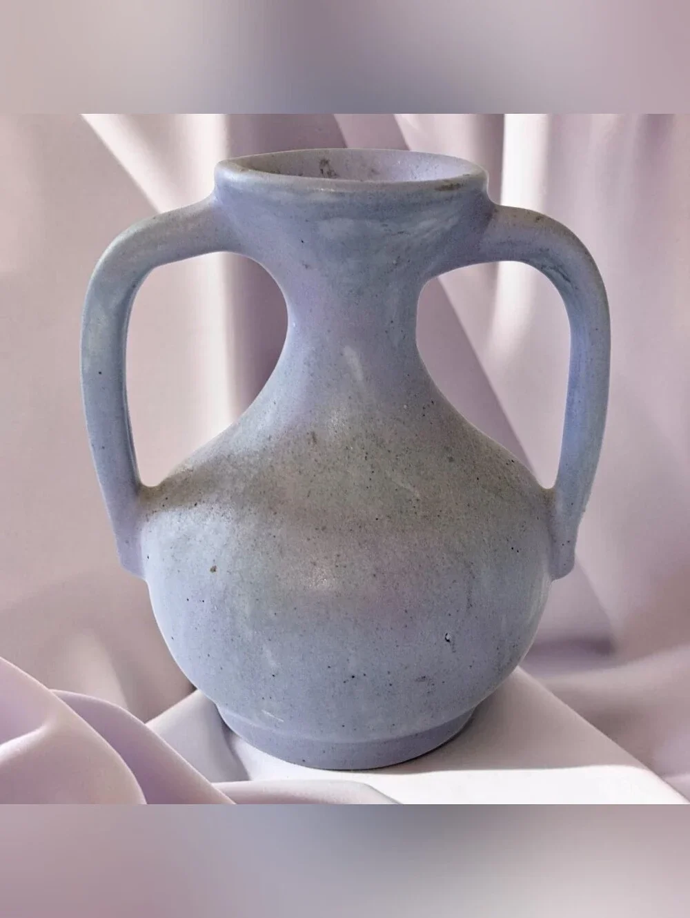 Vtg Studio Pottery Double Handle Vase Signed Aurora Steig Wabi Sabi Arts Crafts
